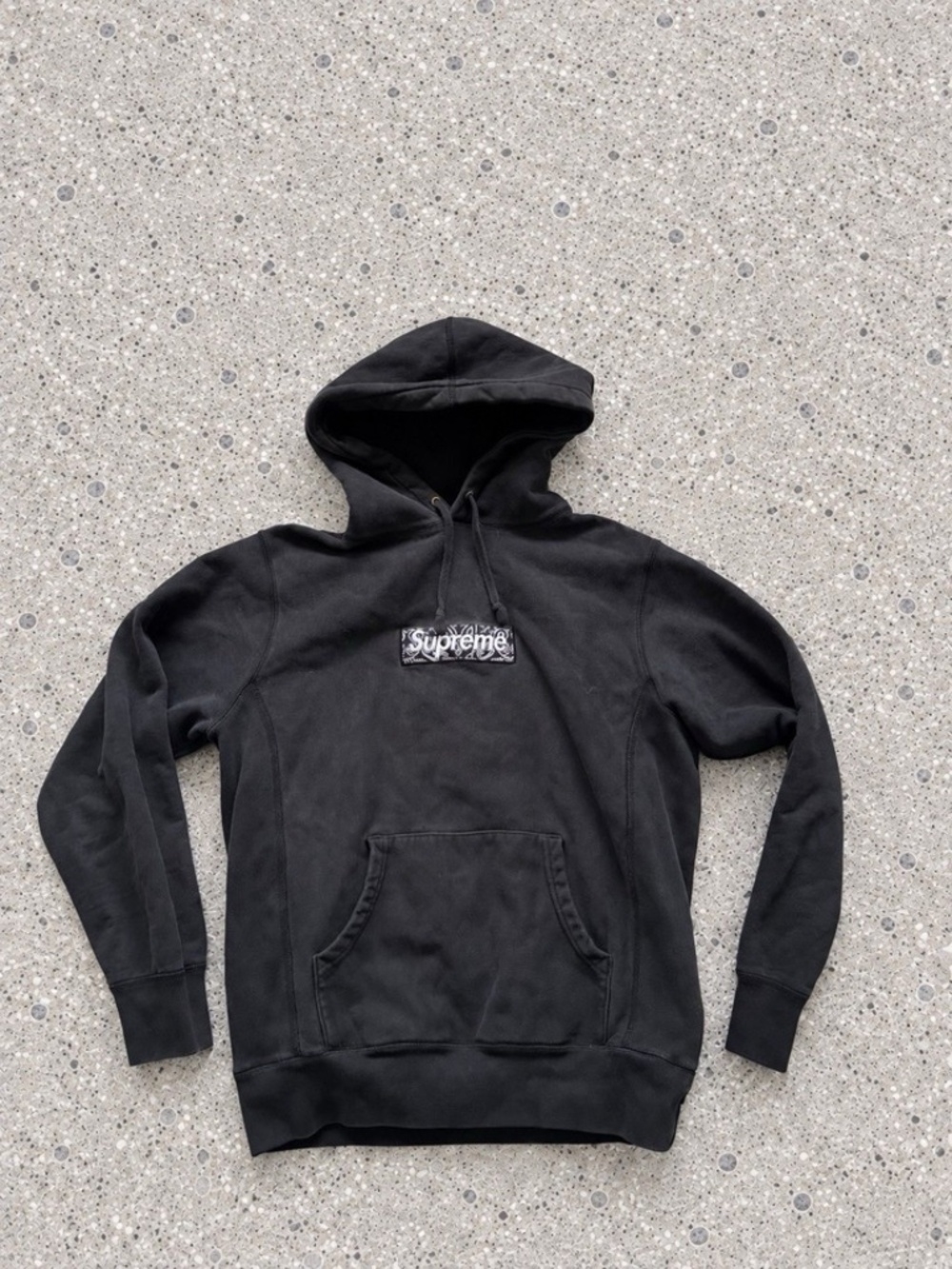 Supreme Bandana Box Logo Hoodie Paisley Black Medium 100% Authentic
